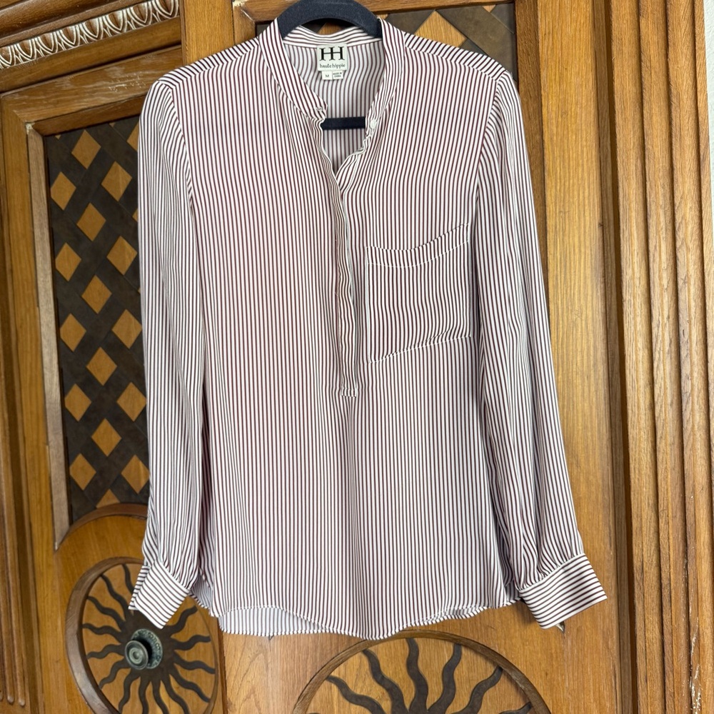 Haute Hippie Striped Silk Top Medium
